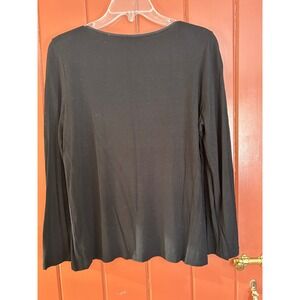 Talbots Womens Black Scoop Neck Long Sleeve Top Rayon Lyocell Size L N1280